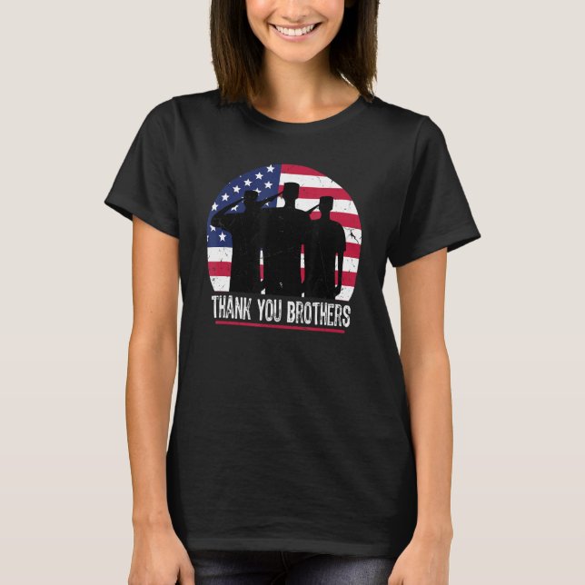 American Flagga Tack Brothers Patriotic Veteran T Shirt (Framsida)