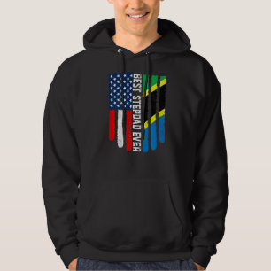 American Flagga & Tanzania Flagga Best Stepdad nån Hoodie