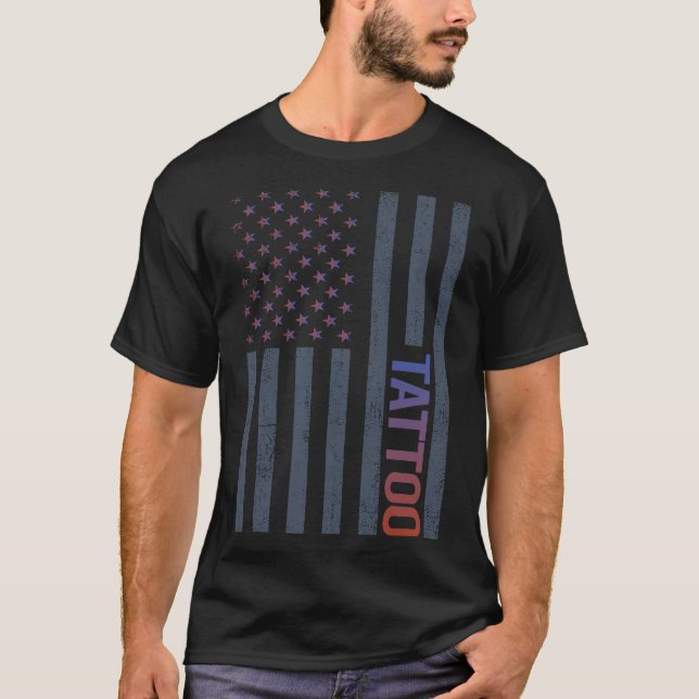 American Flagga Tatto Tattoos T Shirt (Framsida)