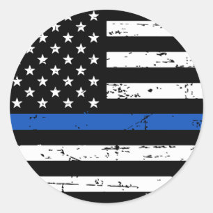 American Flagga Thin Blue Line Runt Klistermärke