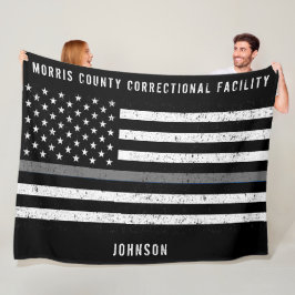 American Flagga Thin Grått Line Distress Namn Fleecefilt