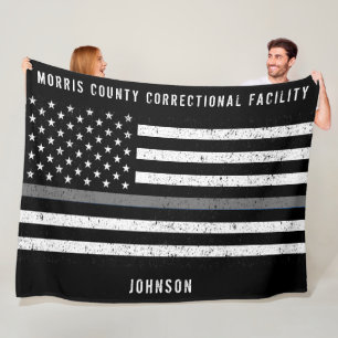 American Flagga Thin Grått Line Distress Namn Fleecefilt