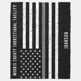American Flagga Thin Grått Line Distress Namn Fleecefilt