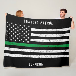 American Flagga Thin Grönt Line Distress Namn Fleecefilt