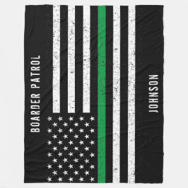 American Flagga Thin Grönt Line Distress Namn Fleecefilt