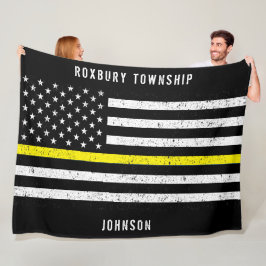 American Flagga Thin Gult Line Distress Namn Fleecefilt