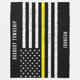 American Flagga Thin Gult Line Distress Namn Fleecefilt