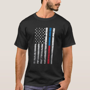 American Flagga Thin Red Blue Line Law Firefighter T Shirt