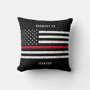 American Flagga Thin Red Line Distress Namn Kudde