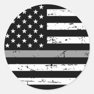 American Flagga Thin Silver Line Runt Klistermärke