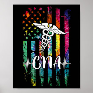 American Flagga Tie Dye Cna Costume Nurse Day Nurs Poster