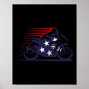 American Flagga Toppen Bike Moto Gp Independence d Poster
