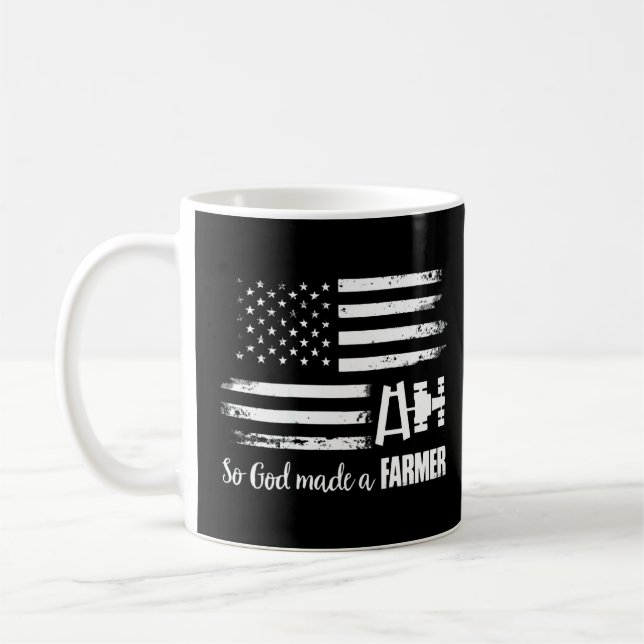American Flagga Tractor So God Made A Farmer T Kaffemugg (Vänster)