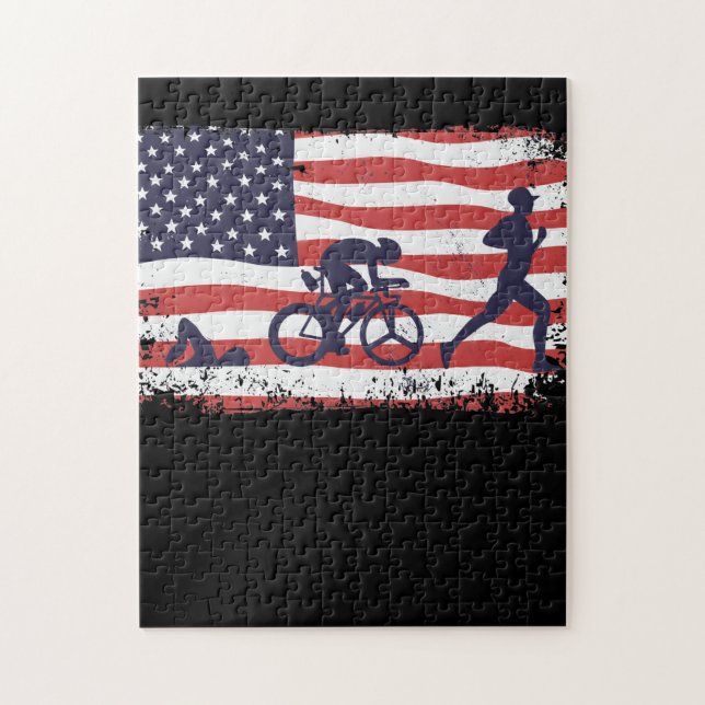 American flagga Triathlon Pussel (Vertikal)