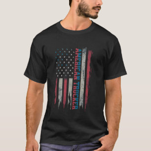 American Flagga Trucker Patriotic Semi Commercial  T Shirt