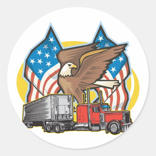 American Flagga Trucker Runt Klistermärke (Framsida)