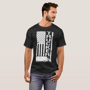 American Flagga Trucker Stressat T Shirt