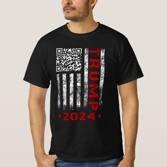 American Flagga Trump 2024 45/47 QR Dancing Code T Shirt (Framsida)