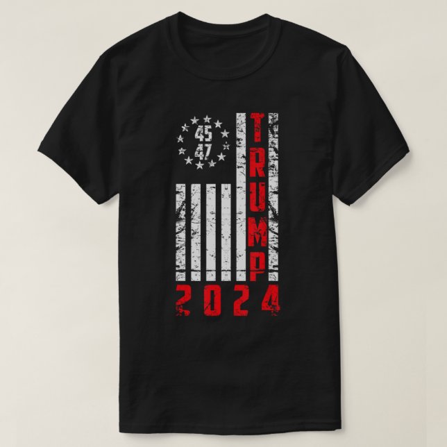 American Flagga Trump 2024 45 47 Trump 2024 Sticke T Shirt (Design framsida)