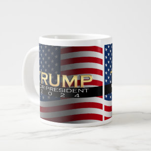 American Flagga Trump 2024 Guld Patriotic Jumbo Mugg
