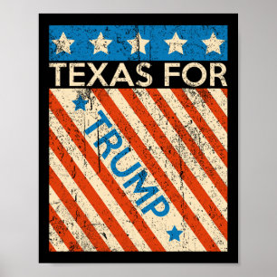 American Flagga Trump 2024 Reelection Texas Trump Poster