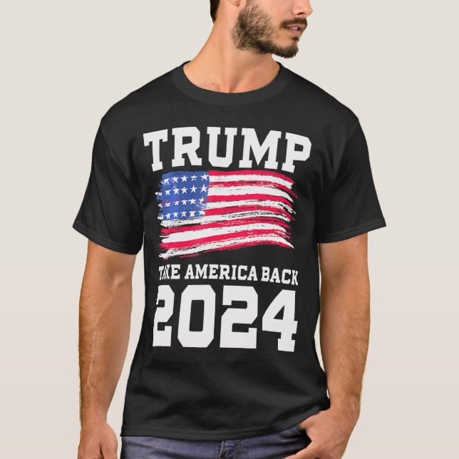 American Flagga Trump 2024 T Shirt (Framsida)