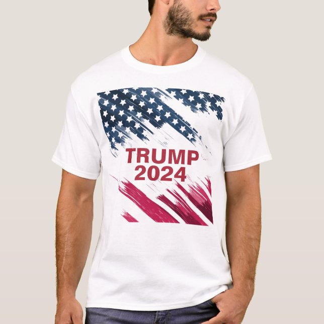 American Flagga Trump 2024 T-Shirt (Framsida)