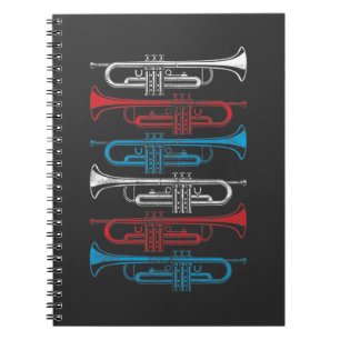 American Flagga Trumpet Musical Instrument Anteckningsbok