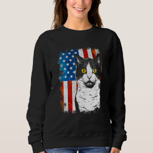 American Flagga Tuxedo Cat 4:e juli-Kattdjuret T Shirt