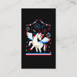 American Flagga Unicorn Cute 4:e juli Visitkort