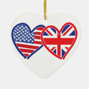 American Flagga Union Jack Flagga Hearares Julgransprydnad Keramik