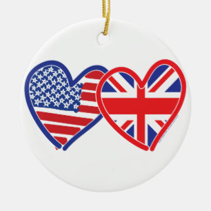 American Flagga Union Jack Flagga Hearares Julgransprydnad Keramik