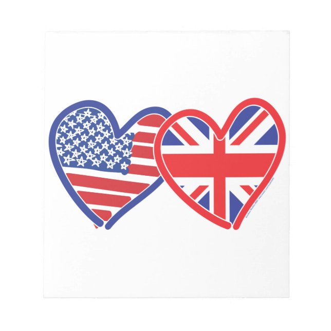 American Flagga Union Jack Flagga Hearts Anteckningsblock (Framsida)