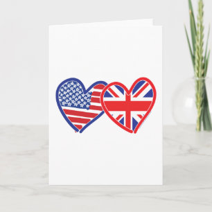 American Flagga/Union Jack Flagga Hearts Kort