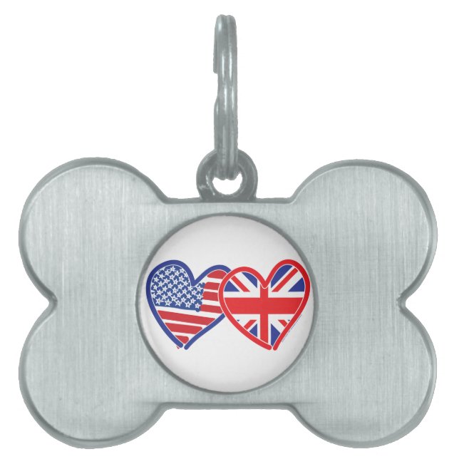 American Flagga Union Jack Flagga Hearts Namnbricka Husdjur (Framsidan)