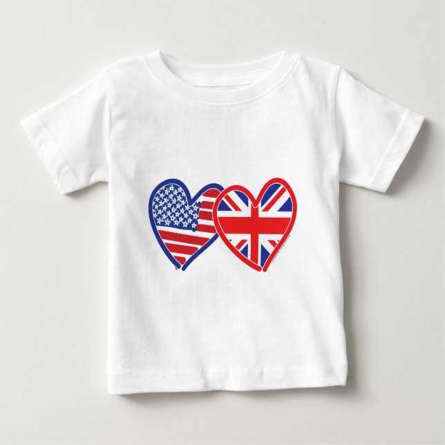 American Flagga/Union Jack Flagga Hearts Tee (Framsida)