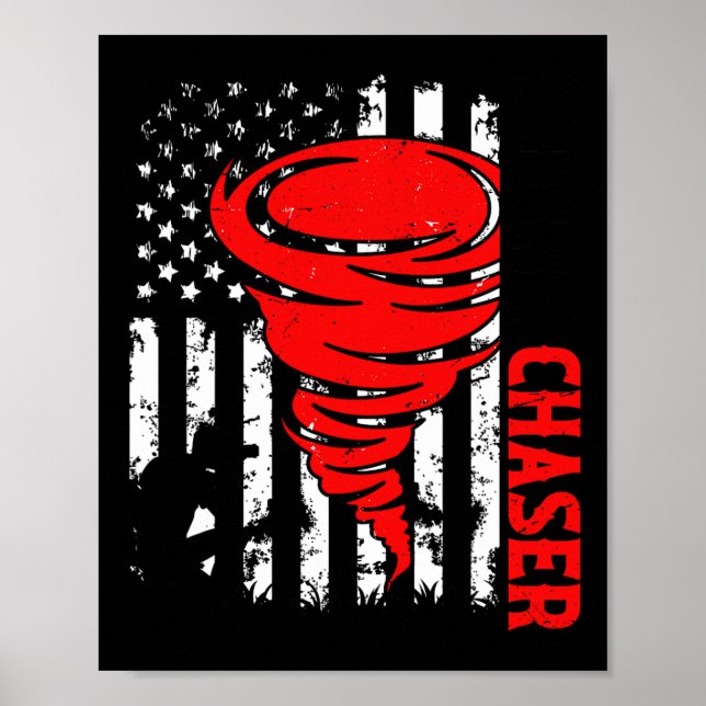 American Flagga United Stater Tornado Storm Chaser Poster (Framsidan)