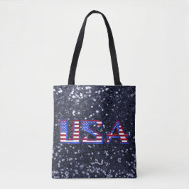American Flagga USA Blue Faux Glitter Tygkasse