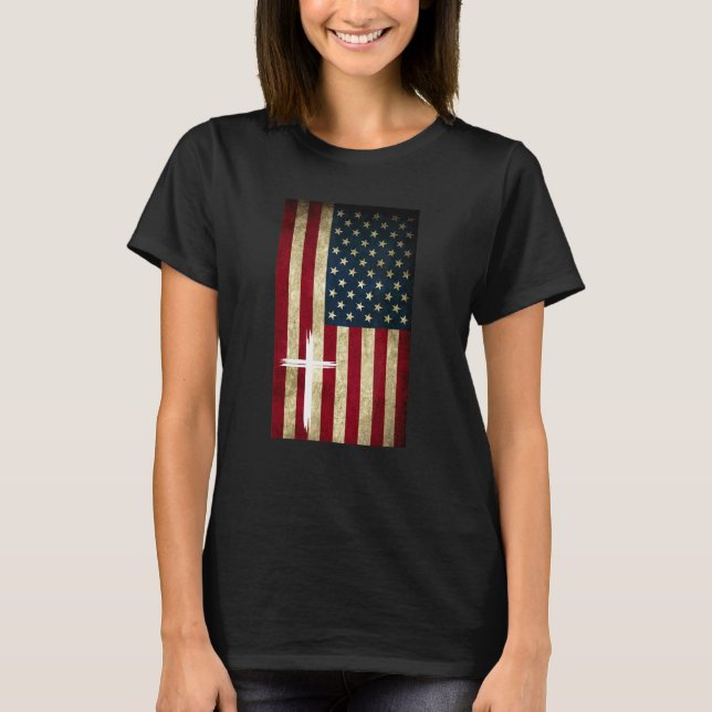 American Flagga Usa Kor Christian Faith Patriotic T Shirt (Framsida)