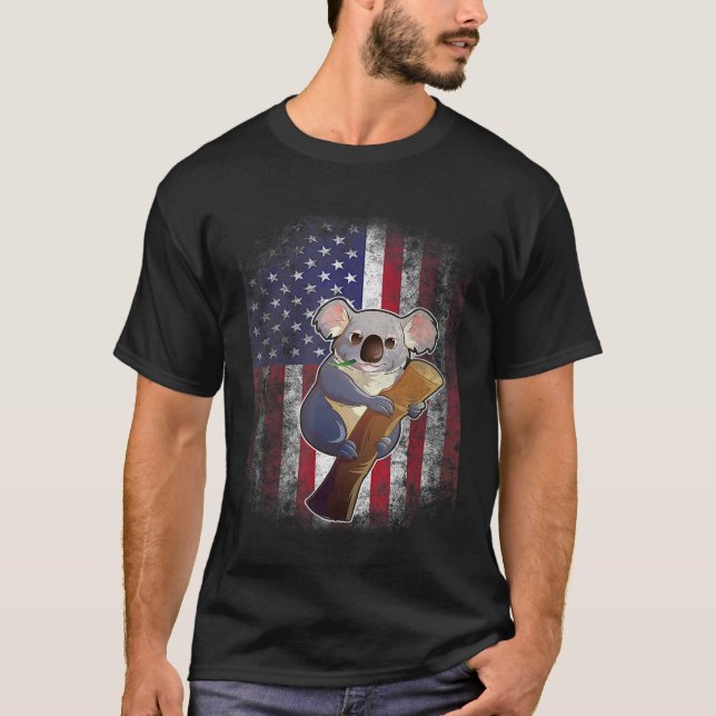 American Flagga Usa Patriotic Koala T Shirt (Framsida)