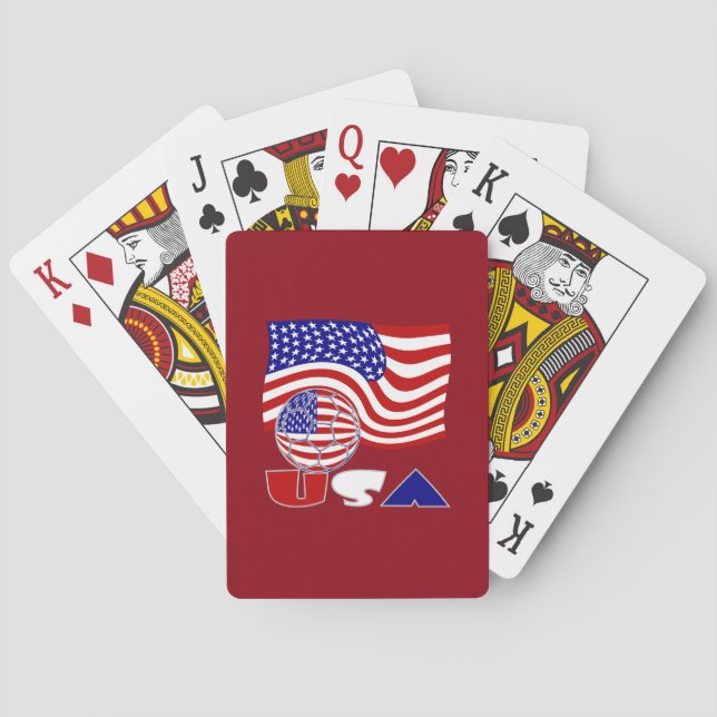 American Flagga USA: Soccer Ball Red Background Casinokort (Baksidan)