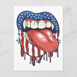 American Flagga Vampre Läppar T-Shirt Coffee Mugg Vykort
