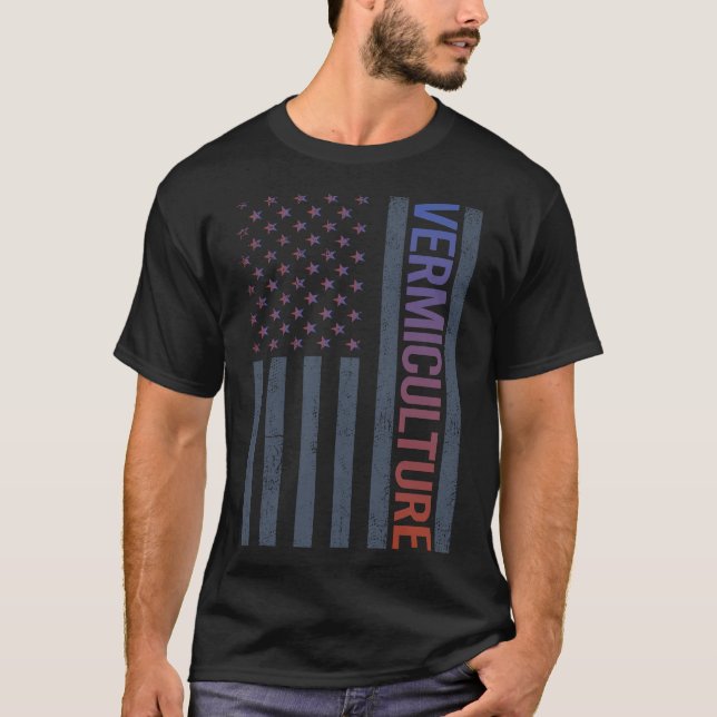 American Flagga Vermiculture Vermicompost T Shirt (Framsida)