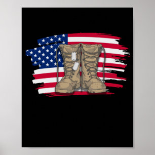 American Flagga Veteran Boots Poster