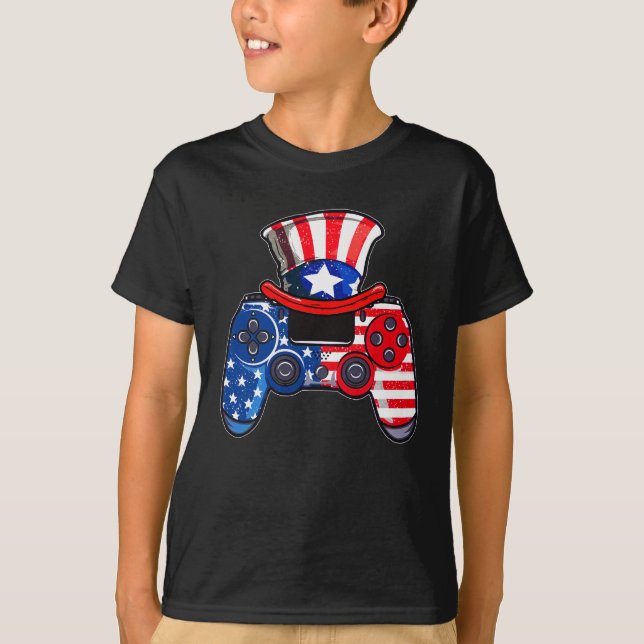 American flagga Video Game 4 juli T Shirt (Framsida)