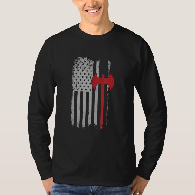 American Flagga Viking Ax T Shirt (Framsida)