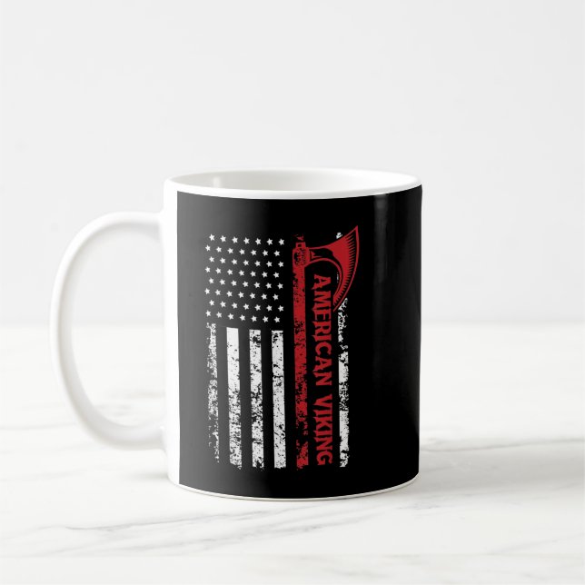 American Flagga Viking Norseman Odin Thor Kaffemugg (Vänster)