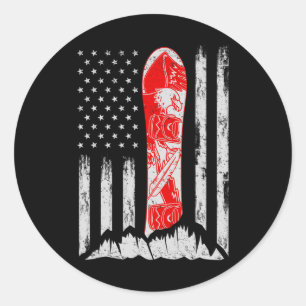 American Flagga Vintage Coola Snowboarding Skiing Runt Klistermärke