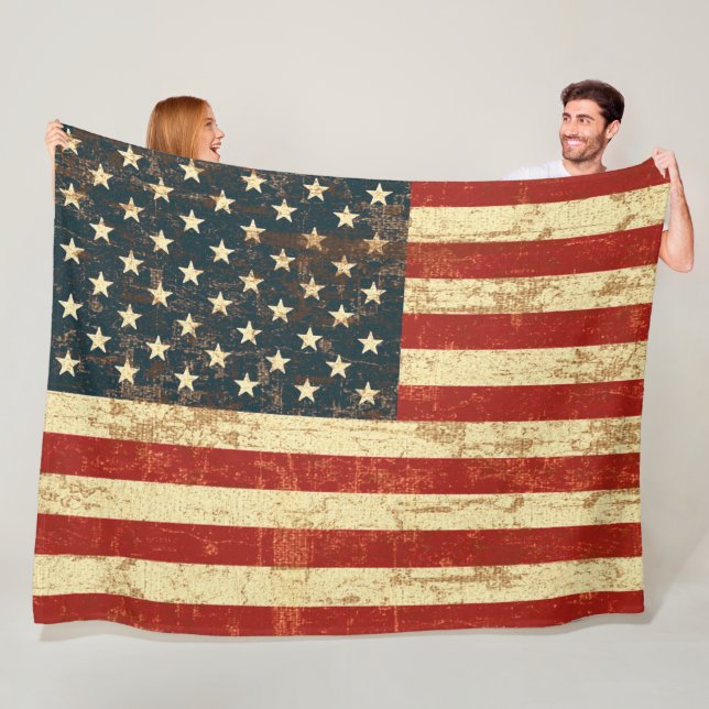 American Flagga Vintage Distress Fleecefilt (På plats)
