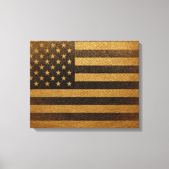 American Flagga Vintage Leather #2 Canvastryck (Framsida)